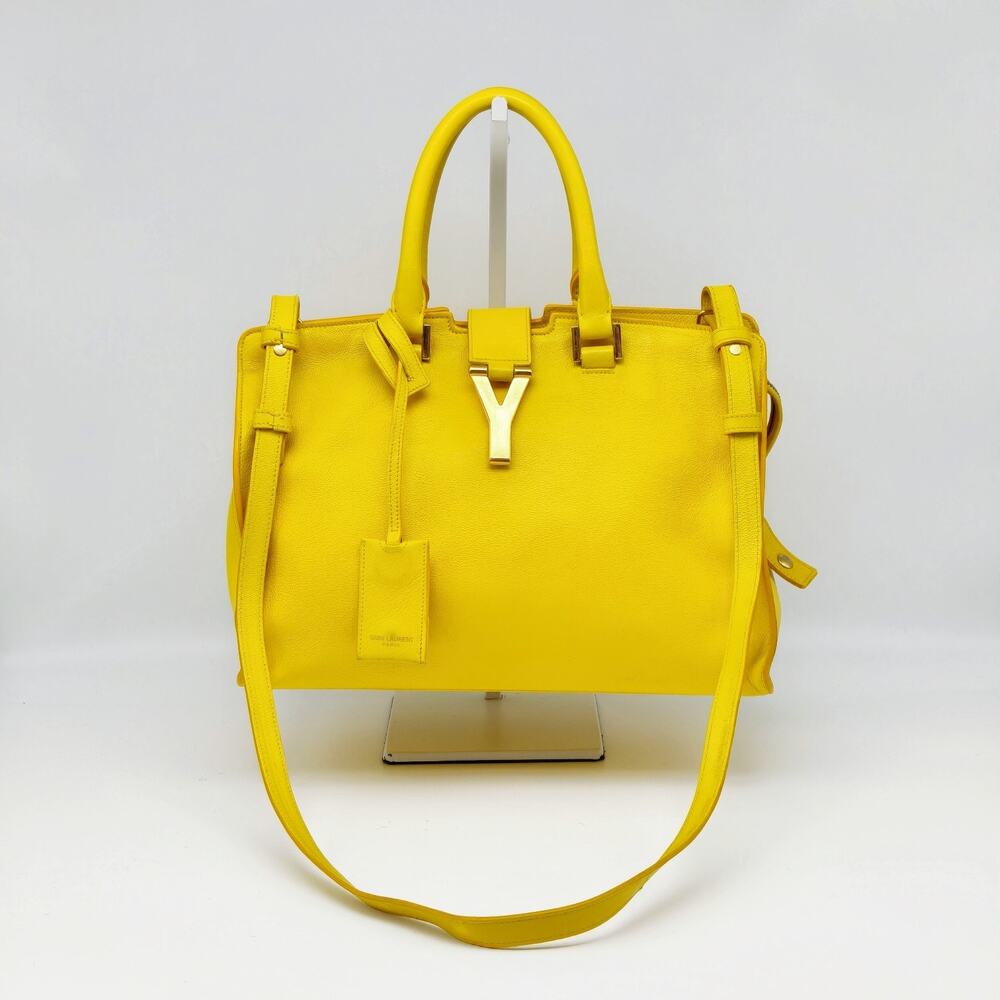 Saint Laurent Cabas ChYc Small Yellow Leather Y Clasp Crossbody Bag